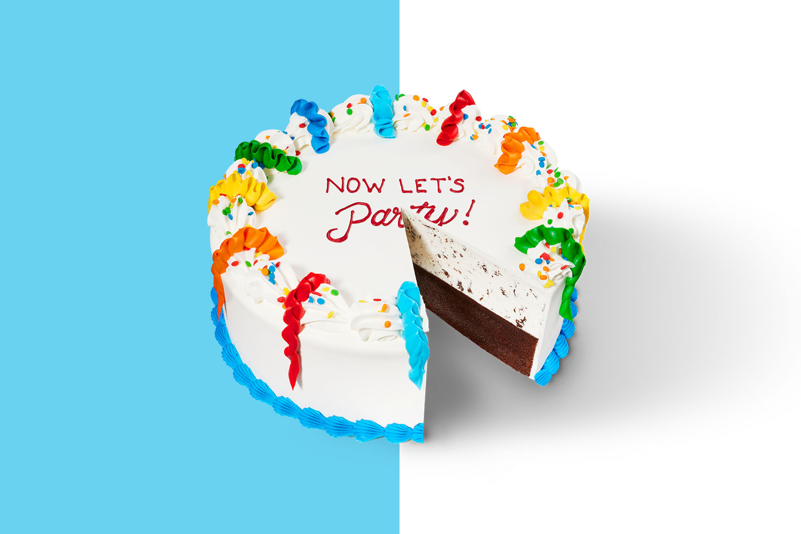 Colorful Baskin-Robbins celebration ice cream cake